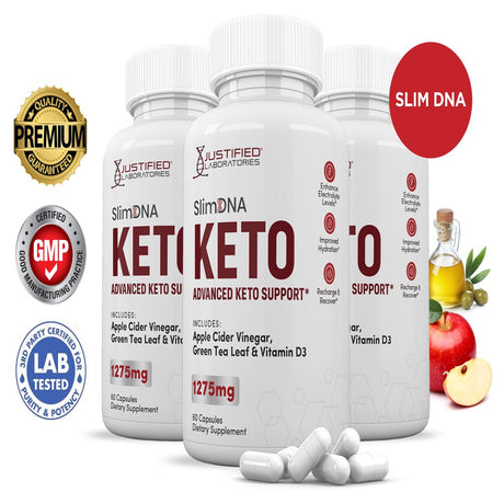 (3 Pack) Slim DNA Keto ACV Pills 1275Mg Alternative to Gummies Dietary Supplement 180 Capsules