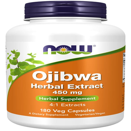 NOW Supplements, Ojibwa Herbal Extract 450 Mg, Concentrated Blend of High Quality, Alcohol-Ffree, 4:1 Herbal Extracts, 180 Veg Capsules