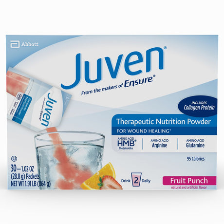 Juven Therapeutic Nutrition Drink Mix Powder for Wound Healing Support, Includes Collagen Protein, Fruit Punch, 30 Count