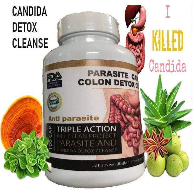 Parasite Candida Colon Detox Cleanse Triple Action 100 Capsules 2 Pack