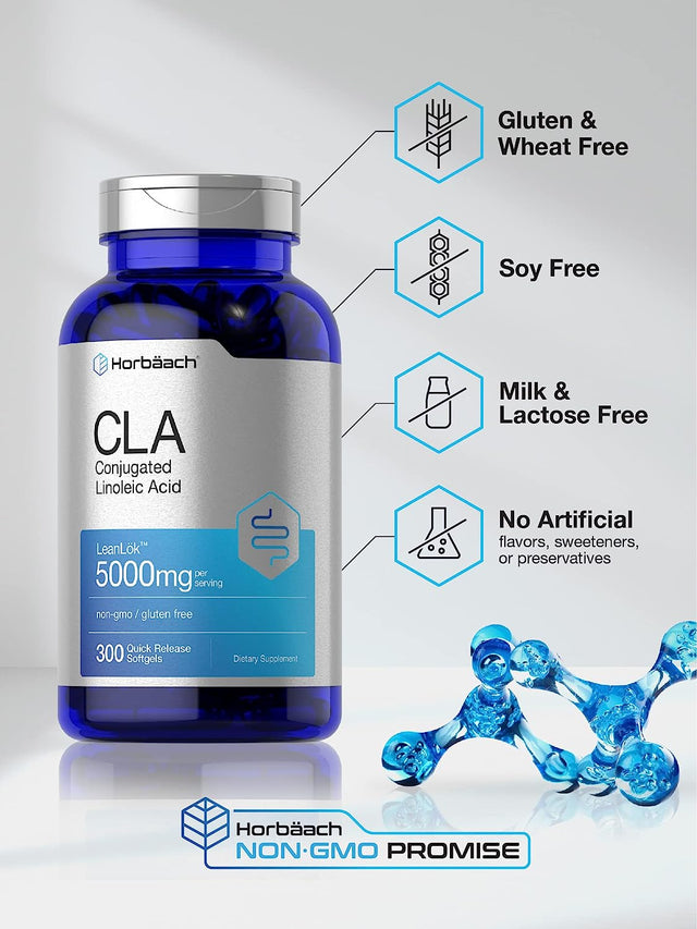 CLA Supplement | 300 Softgel Pills | Maximum Potency | Conjugated Lineolic Acid from Safflower Oil | Non-Gmo, Gluten Free | by Horbaach