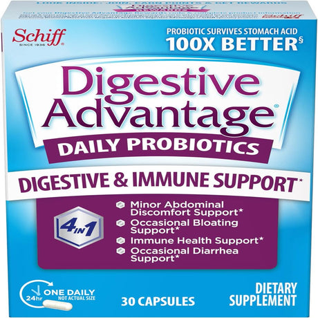 Digestive Advantage Probiotics for Digestive Health, Daily Probiotics for Women & Men, Support for Occasional Bloating, Minor Abdominal Discomfort & Gut Health, 30Ct Capsules