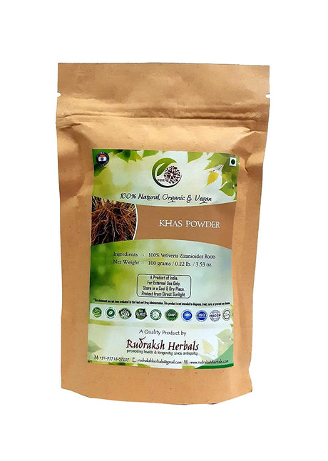 Rudraksh Herbals Khas Powder - 100% Vetiveria Zizanioides Roots-(100 Gm)