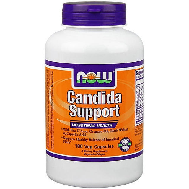 NOW Supplements, Candida Support with Pau D'Arco, Oregano Oil, Black Walnut & Caprylic Acid, 180 Veg Capsules