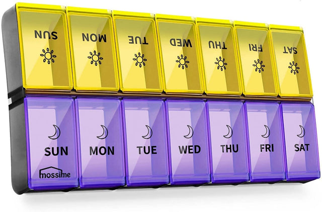 Mossime XL Large Daily Pill Organizer 2 Times a Day, 7 Day Pill Box Am Pm, Weekly Day Night Vitamin Holder, Medicine Organizer, Big Pill Container, Medication Dispenser 14 Compartments