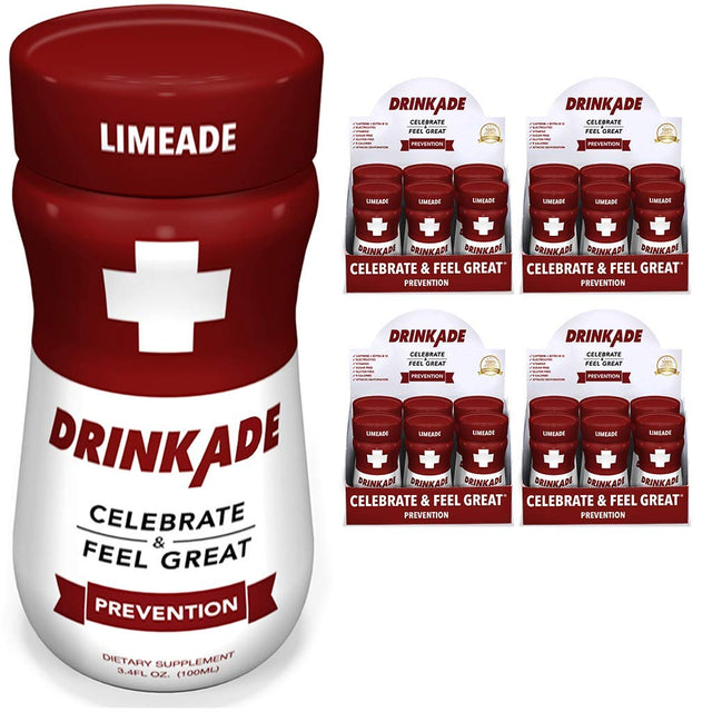 Drinkade Prevention (Pack of 24) Hydration and Recovery Drink with Electrolytes, Vitamin B, Milk Thistle and Green Tea Extract for Liver Detox, Only 5 Calories, Vegan, Caffeine-Free, Non-Gmo