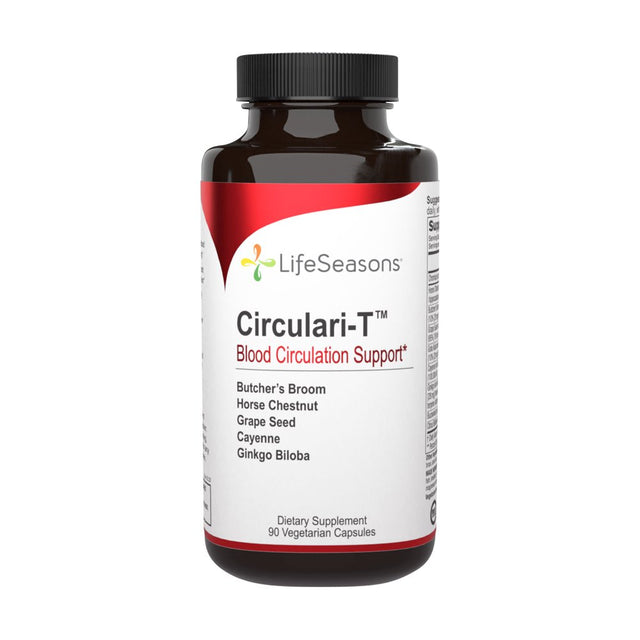 Lifeseasons - Circulari-T - Natural Blood Circulation Supplement - Aids Leg and Hand Veins Health - Butcher’S Broom, Ginkgo Biloba, Grape Seed Extract, Horse Chestnut - 90 Capsules