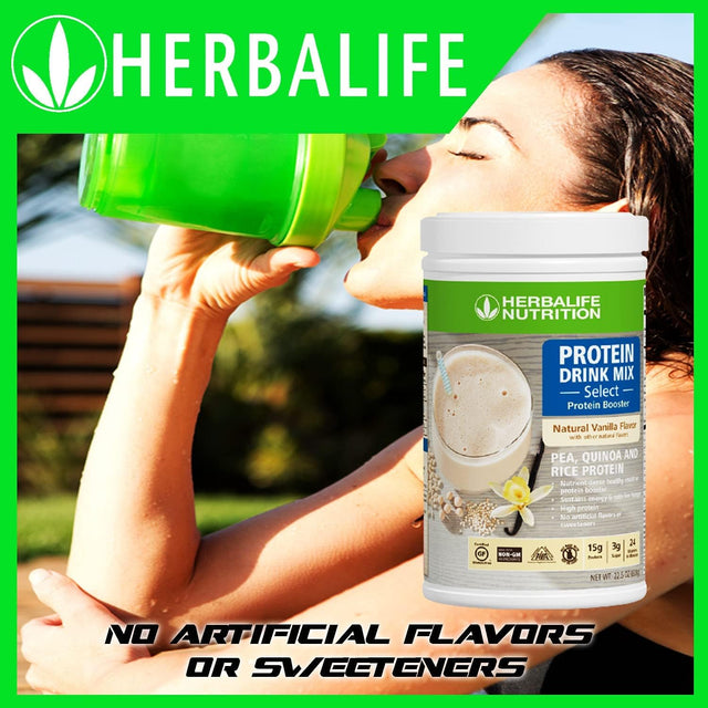 Herbalife Protein Drink Mix Select: Natural Vanilla Flavor 638G, Nutrient Dense Healthy Snack, Protein Booster, Sustein Energy, No Artificial Flavor or Sweeteners, Gluten-Free