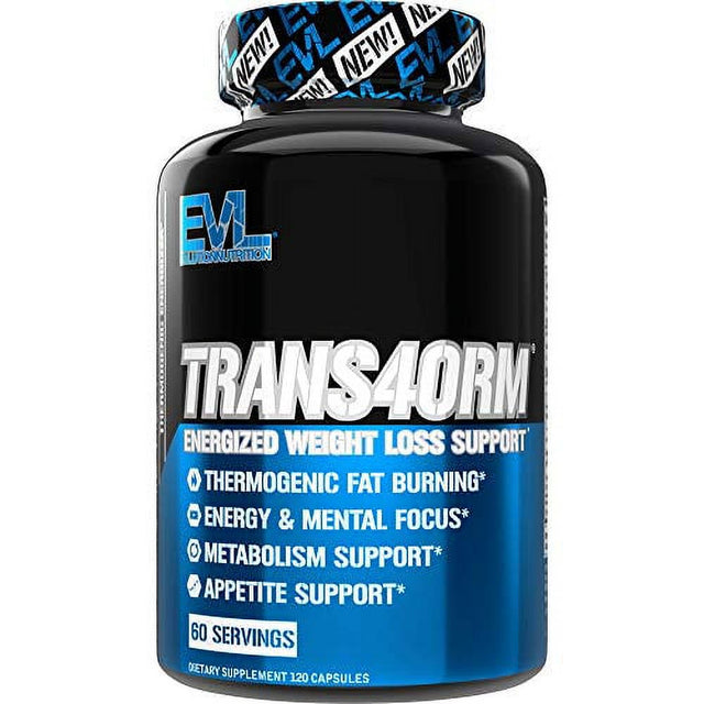 Evlution Nutrition Trans4Orm - Complete Thermogenic Fat Burner for Weight Loss, Clean Energy and Focus with No Crash, Boost Metabolism, Suppress Appetite, Diet Pills, 60 Servings