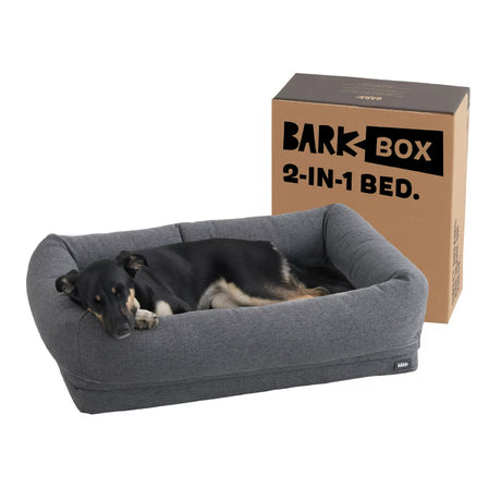 BARK 2-In-1 Memory Foam Cuddler Dog Bed | Plush Orthopedic Joint Relief Crate Lounger or Donut Pillow Bed, Machine Washable + Removable Cover | Waterproof Lining | Includes Toy