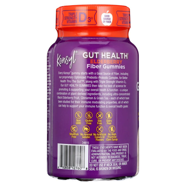 Konsyl Gut Health, Elderberry Fiber Gummies Dietary Supplement for Adults, Serving (2 per Day)