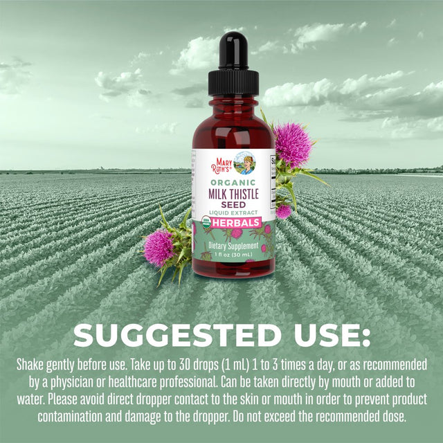 Maryruth'S | USDA Organic Milk Thistle Seed Liquid Drops | Herbal Supplement | Liver Health, Brain Function, Bone Health | Vegan, Non-Gmo | 1 Fl Oz / 30 Ml