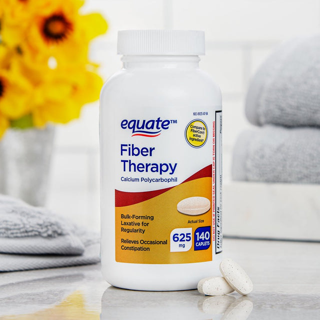 Equate Fiber Therapy Calcium Polycarbophil Caplets, 625 Mg, 140 Count