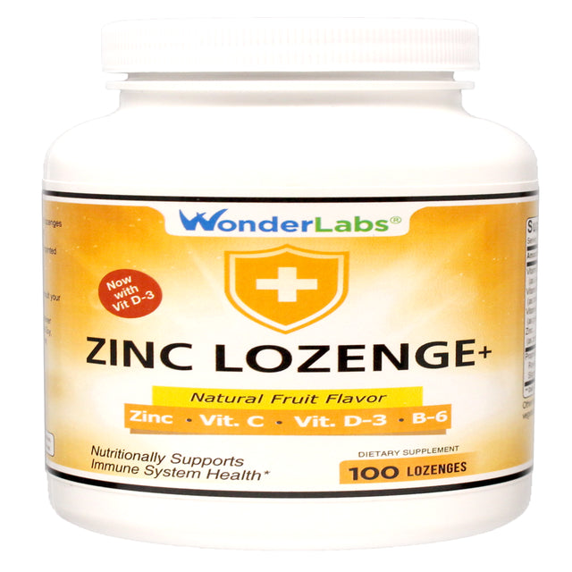 Wonder Laboratories Zinc Lozenges with Vitamin C and D3 for a Healthy Immune System - 100 Lozenges