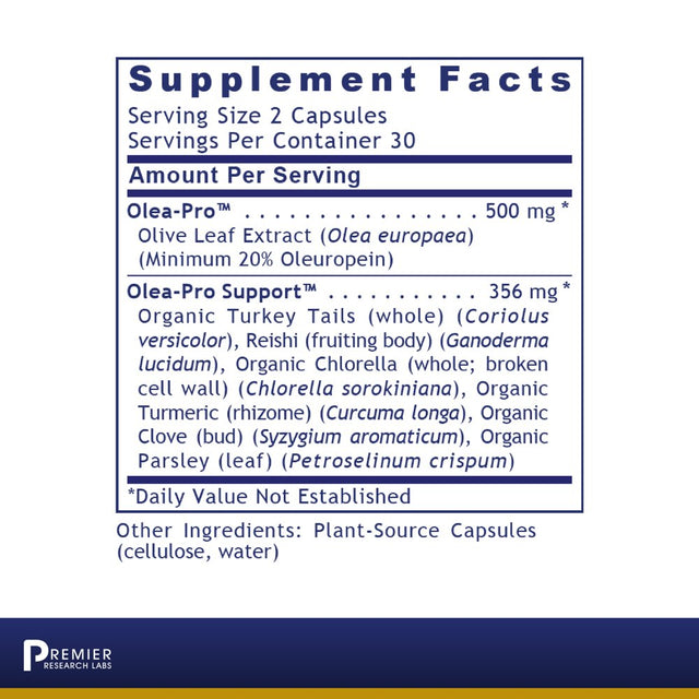 Premier Research Labs Olive Leaf Immune - Supports Immune & Cardiovascular Health - Features Turkey Tails, Reishi, Chlorella, Turmeric, Clove & Olive Leaf Extract - 60 Plant-Source Capsules