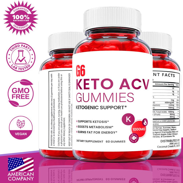 (2 Pack) G6 Keto ACV Gummies - Supplement for Weight Loss - Energy & Focus Boosting Dietary Supplements for Weight Management & Metabolism - Fat Burn - 120 Gummies