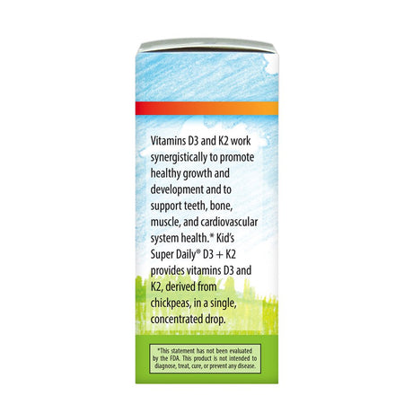 Carlson - Kid'S Super Daily D3+K2, 25 Mcg (1000 IU) & 22.5 Mcg, Liquid Vitamins D & K, Vegetarian, Unflavored, 360 Drops