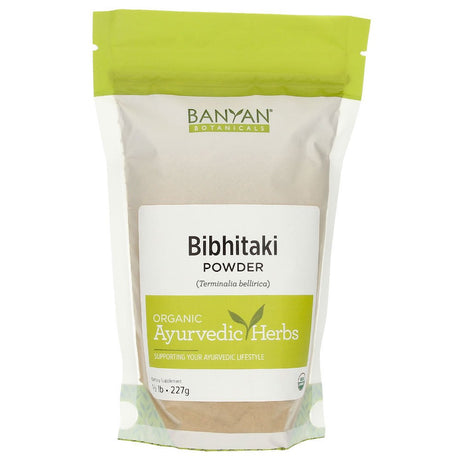 Banyan Botanicals Bibhitaki Powder (Terminalia Bellirica) – Organic Herbal Powder for Detoxification & Rejuvenation ­­– for Healthy Lungs, Kidneys & Liver* –1/2 Lb. – Organic Non GMO Vegan Fairly Trad