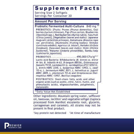 Premier Research Labs Probiotic Caps - Supports Healthy Intestinal & Gastrointestinal Health - Features 12 Different Viable Strains - Gluten Free & Non GMO - 60 Vegetarian Softgels