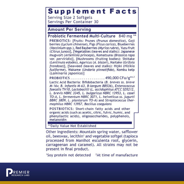 Premier Research Labs Probiotic Caps - Supports Healthy Intestinal & Gastrointestinal Health - Features 12 Different Viable Strains - Gluten Free & Non GMO - 60 Vegetarian Softgels