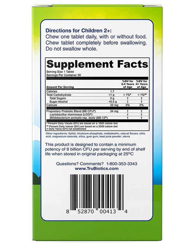 Trubiotics Kids, Digestive + Immune Health Chewables, Strawberry, 30 Chewable Tablets