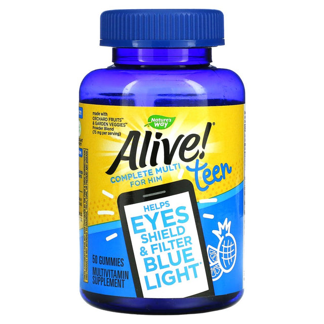 Alive! Teen Multivitamin for Him, Gummy Vitamins with Lutemax 2020, 50 Ct