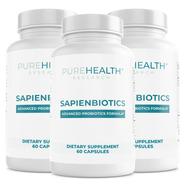 Sapiens Daily Probiotics for Digestive Health - 50 Billion CFU, 13 Strains - Gut Flora Probiotics for Women Digestive Health - Men Fiber Supplement - Acidophilus Probiotics and Prebiotics, 3 Bottles