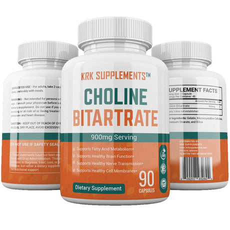 Choline Bitartrate 900Mg per Serving Brain Memory Booster Nootropic Fatty Liver 90 Capsule