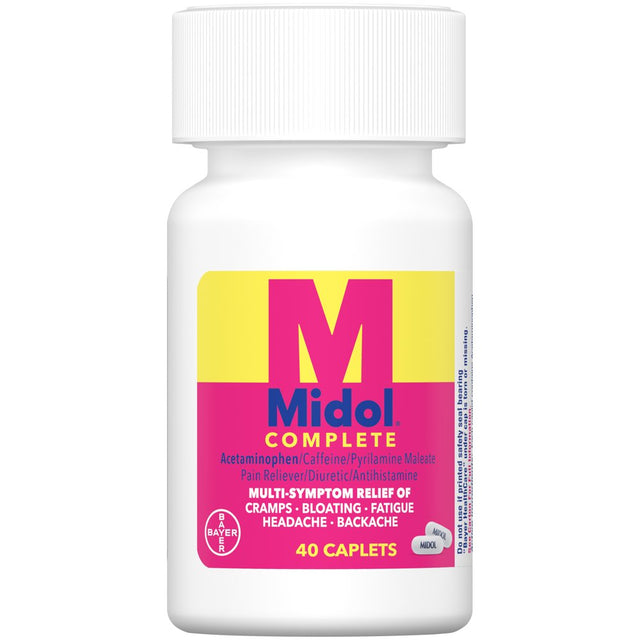 Midol Complete Menstrual Pain Relief Caplets with Acetaminophen, 40 Count