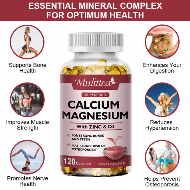 Mulittea Calcium 1000Mg Magnesium 400Mg Zinc 25Mg Vitamin D3 600Iu Health Diet Supplement -120Count