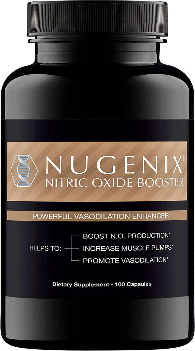 Nugenix Nitric Oxide Booster Supplement - Nitric Oxide Flow, L-Arginine, L-Citrulline, Pine Bark Extract - Vasodilator - 100 Capsules