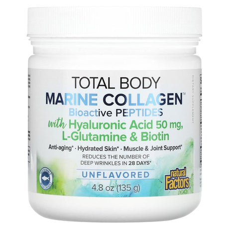 Natural Factors, Total Body Marine Collagen, Bioactive Peptides, Unflavored, 4.8 Oz (135 G)