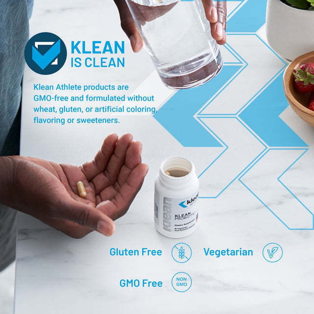 Klean Athlete - Klean Probiotic - Shelf Stable Probiotic to Support Immune System and Overall Health of the Digestive System - NSF Certified for Sport - 60 Vegetarian Acid-Resistant Capsules