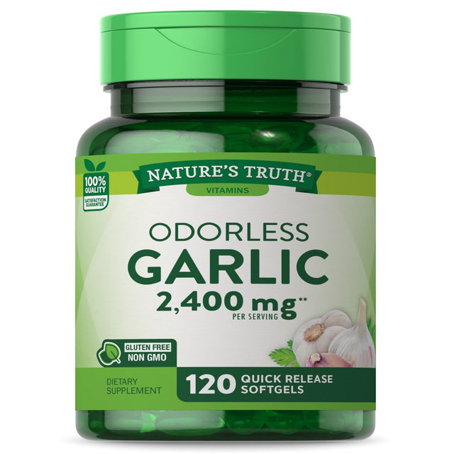 Odorless Garlic 2400 Mg | 120 Softgel Capsules | High Strength Extract Pills | Non-Gmo, Gluten Free Supplement | by Nature'S Truth