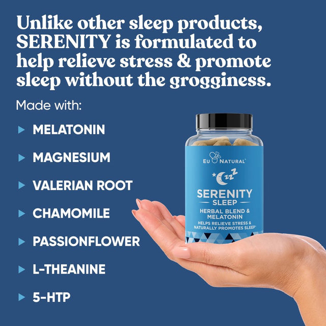 Serenity Sleep Natural Sleep Aid – Potent Blend of Magnesium, Valerian Root and Melatonin – Natural Sleep Aid – Non-Habit-Forming Way to Relax and Get a Good Night’S Sleep – 60 Vegan Soft Caps