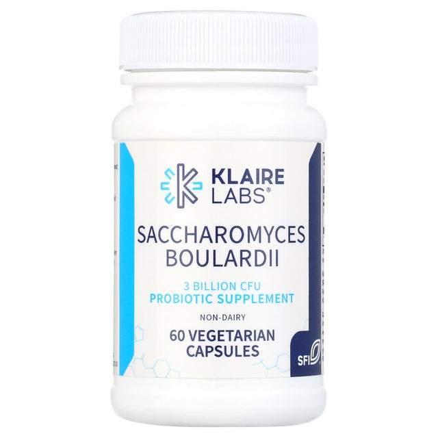 Klaire Labs Saccharomyces Boulardii - Probiotic Supplement to Help Support Healthy Yeast Balance, Immune & Digestive Health - Acid Resistant, Shelf-Stable, Hypoallergenic & Dairy-Free (60 Capsules)