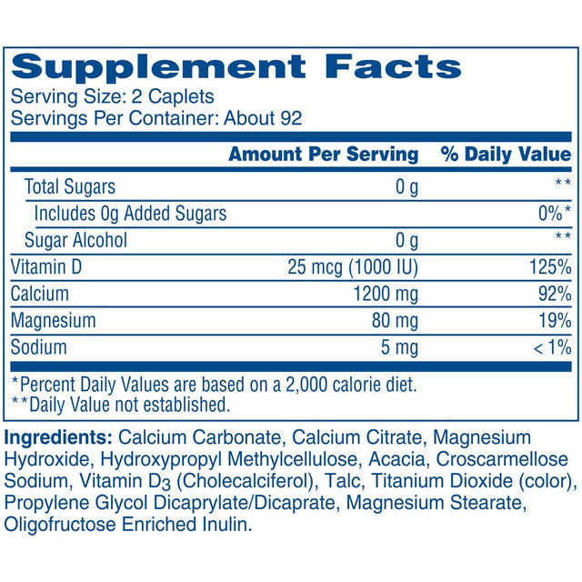 Citracal Slow Release 1200 Calcium with Vitamin D3, Caplets, 185 Count