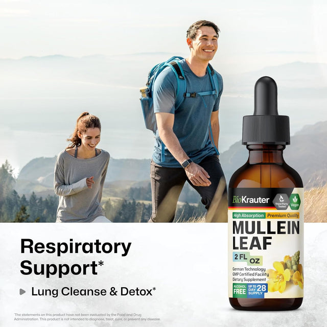 MAUWE HERBS Mullein Drops for Lungs - Mullein Leaf Tincture - Lung Cleanse - Mullein Leaf Liquid Extract - Lung Detox - Respiratory Health Drops - 2 Fl Oz.