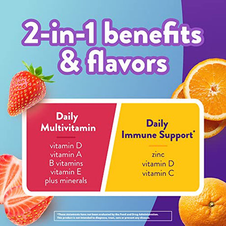 Vitafusion Multi+ Immune Support* Â€“ 2-In-1 Benefits & Flavors Â€“ Adult Gummy Vitamins with Vitamin C, Zinc, Daily Multivitamins, 90 Count