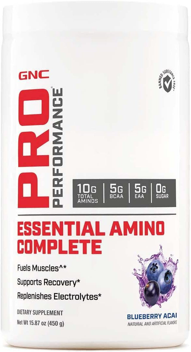 GNC Pro Performance Essential Amino Complete, Blueberry Acai, 15.87 Oz., Supports Muscle Recovery