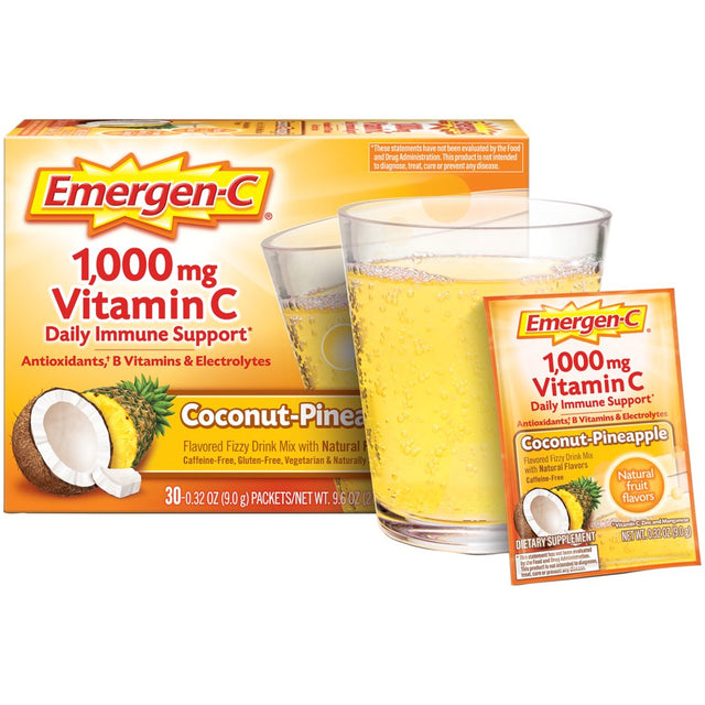 Emergen-C Daily Immune Support Vitamin C Supplement Powder, Coconut Pineapple, 30 Ct