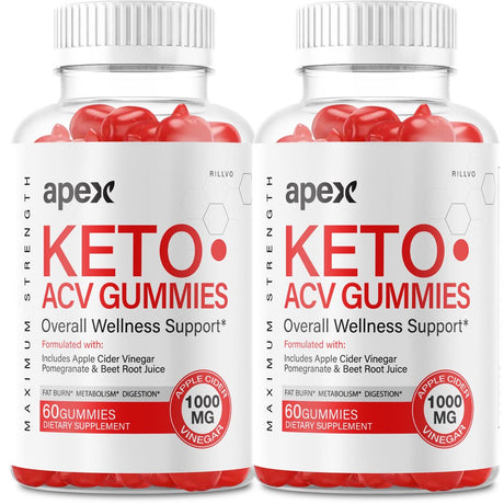 (2 Pack) Apex Keto Gummies - Apex Keto ACV Gummy’S - Supplement for Weight Loss - Energy & Focus Boosting Dietary Supplements for Weight Management & Metabolism - 120 Gummies