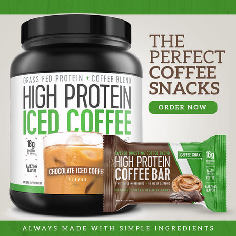 Protein Coffee Energy Bar, Made with Five Simple Ingredients, All Natural, Gluten Free, Non GMO & 16G of Protein, Made with Real Coffee (55Mg Caffeine per Bar), 12 Bars (Peanut Butter)