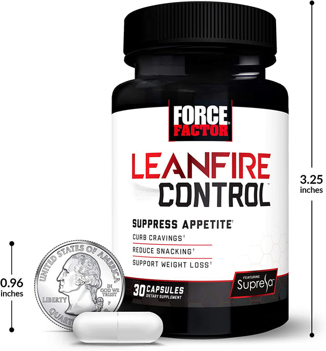 FORCE FACTOR Leanfire Control Appetite Suppressant for Weight Loss with B12 Vitamins, Green Tea Extract, & Garcinia Cambogia to Curb Cravings, Reduce Snacking, & Increase Energy, 30 Capsules