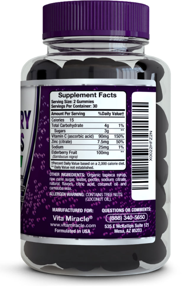 Elderberry Gummies Sambucus Organic with Vitamin C and Zinc for Adults and Kids