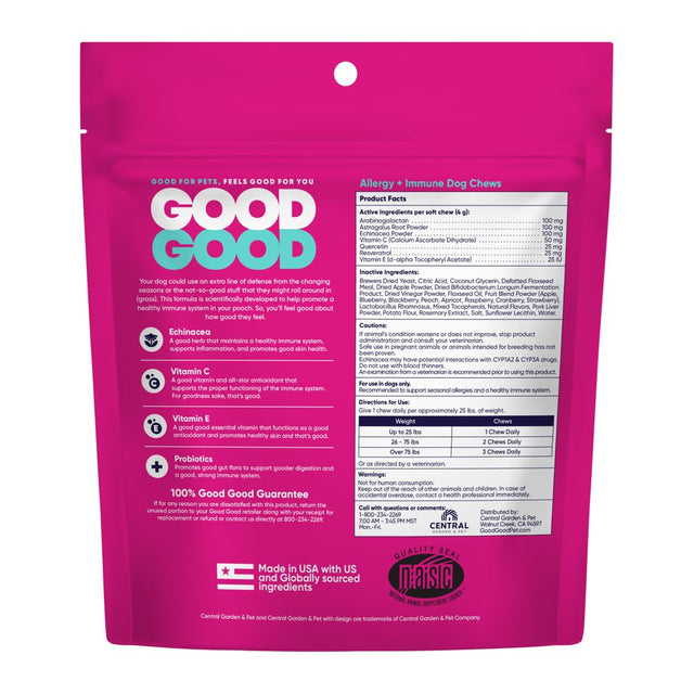 Goodgood Dog Supplement to Support Healthy Dogs, Allergy + Immune, 90 Natural Flavor Chews