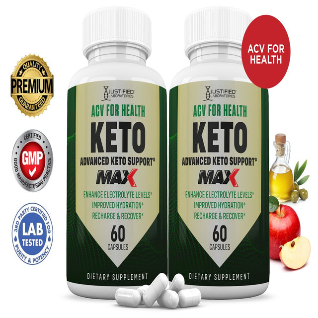 (2 Pack) ACV for Health Keto ACV MAX Pills 1675Mg Dietary Supplement 120 Capsules