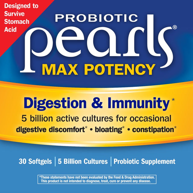 Probiotic Pearls Max Potency Digestive and Immune Softgels*, 5 Billion Cultures, 30 Count