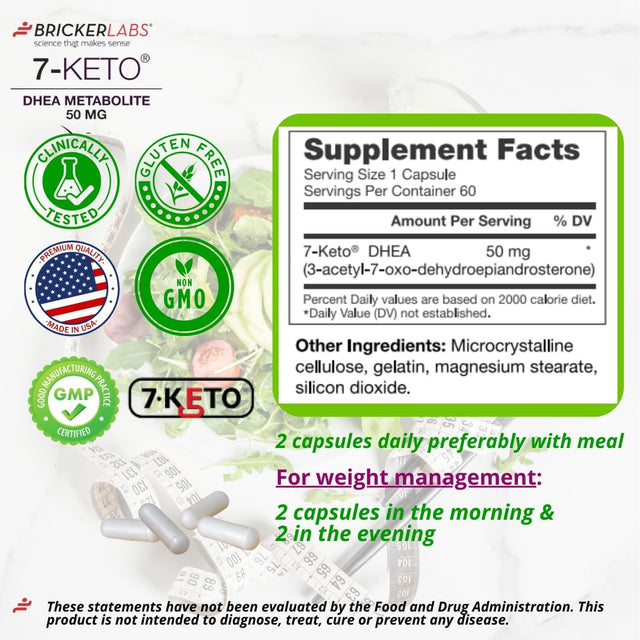 7-Keto DHEA Metabolite 50 Mg Dietary Supplement for Weight Management, Safe and Effective Weight Management Support, 60 Capsules