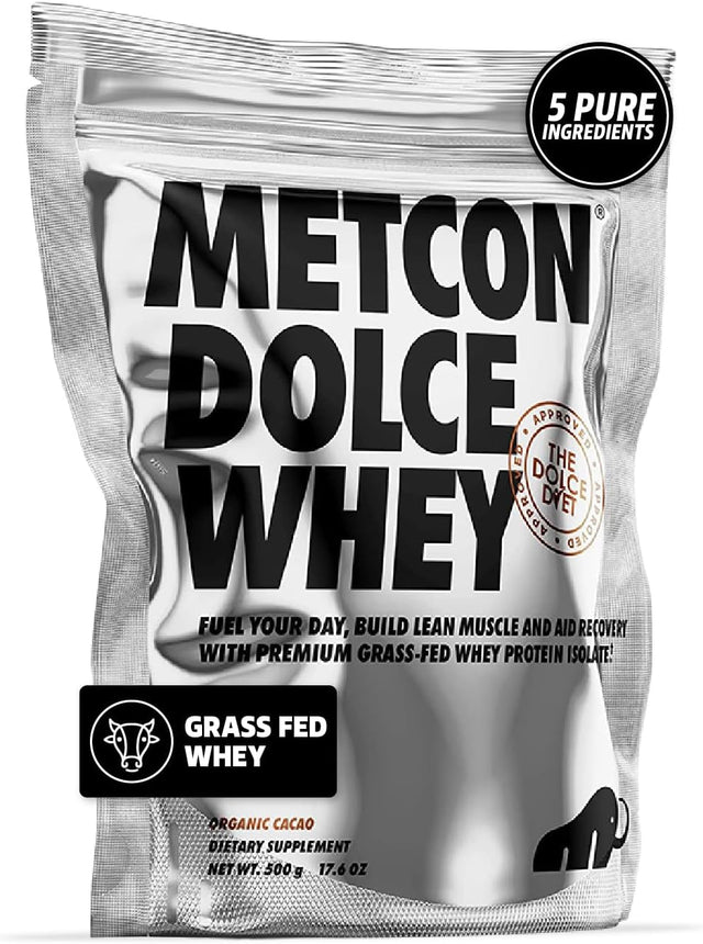 Dolce Whey Protein Isolate - Premium Grass-Fed Whey Protein Isolate Powder with 5 All-Natural Ingredients, No Fillers, Organic Cacao Flavor (500G)